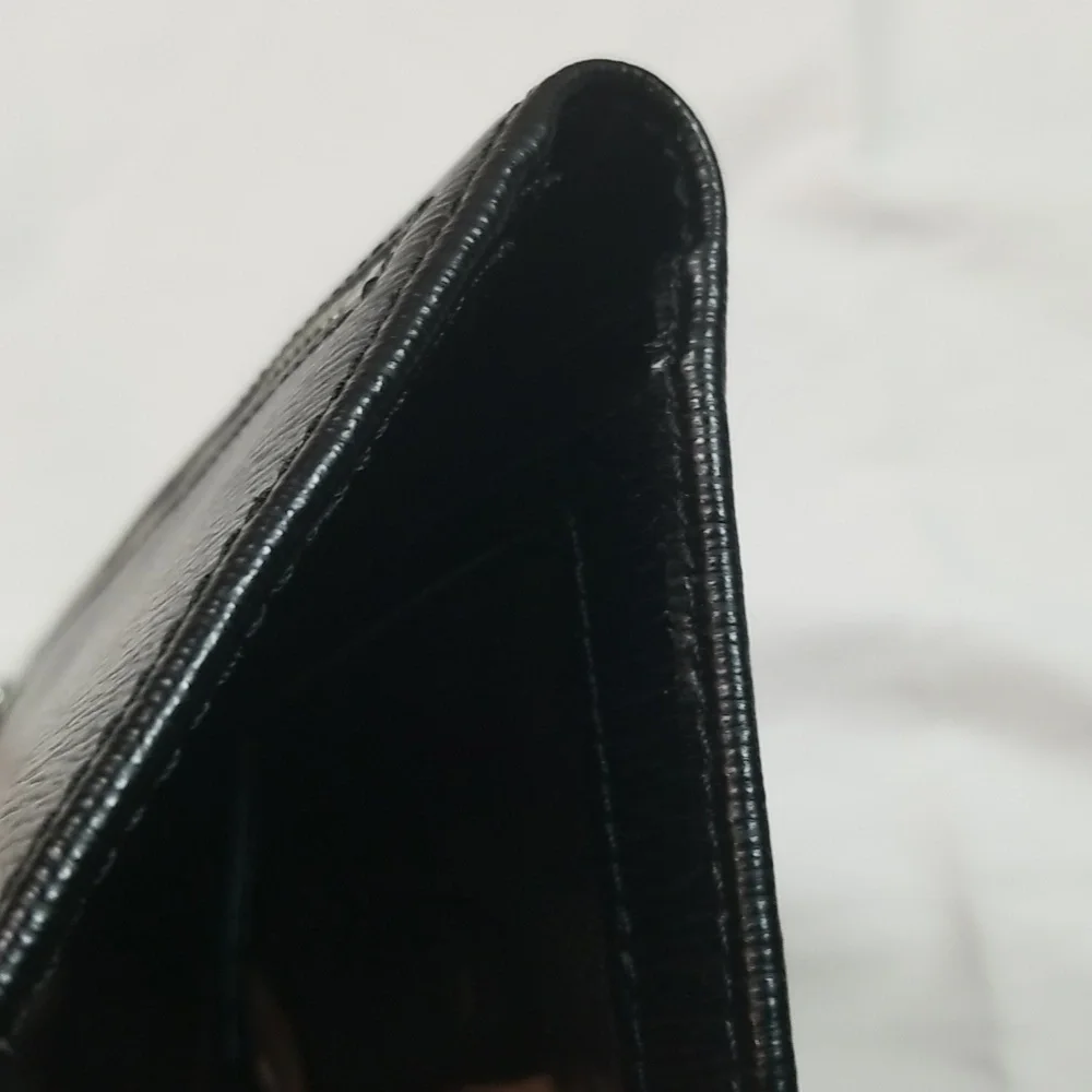 - Ralph Lauren Black Leather Sloan Street Textured Slim Long Carryall Wall… - Picture 7 of 8